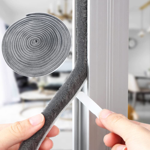 33ft Weather Stripping Brush for Sliding Windows/Doors Frame Side,Pile Self Adhesive Weatherstrip Seal Strip Sealer Draft Stoppers (33ft 0.35''Wide x 0.2''Thick, Gray)