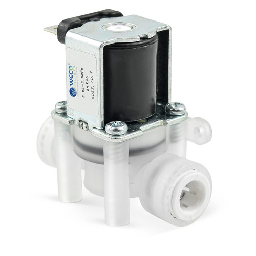 WECO 24V AC Normally Closed Solenoid Valve for Water Filters with Quick Connect/Disconnect Fittings (3/8" Fittings)