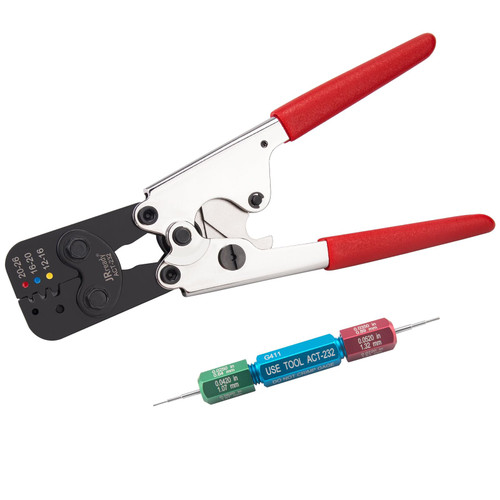 JRready ACT-232 Butt Splice Crimper for Crimping Heat Shrink Butt Connector & Stamping-out Tool for 26-12 AWG Environmental Splice+G411 Go-No Go