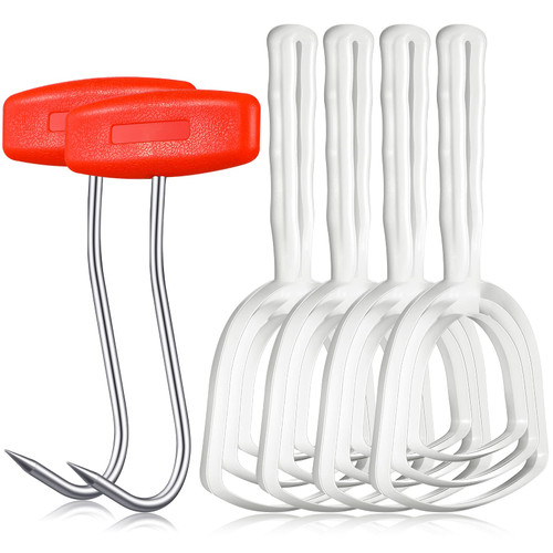 Shimeyao 4 Pcs Bone Dust Scraper and 2 Pcs Meat Hook, Butcher Shop Tool Kit