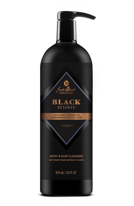 Jack Black - Black Reserve Body & Hair Cleanser, 33 Fl Oz – Cardamom & Cedarwood - Men’s Body Wash, Shampoo Haircare, Dual-Purpose Men’s Cleanser, Sulfate-Free