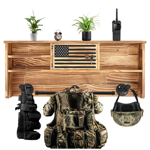DoubleFill Police Gear Rack Police Vest Hanger, Natural, Lockers