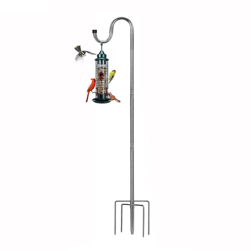 Shepherds Hooks for Outdoor，46 Inch Diameter Outdoor Bird Feeder Pole with 5 Pronger Base, Adjustable Heavy Duty Garden Hanging Holder for Bird Feeders Lanterns Planting Hanger Weddings Decor Black