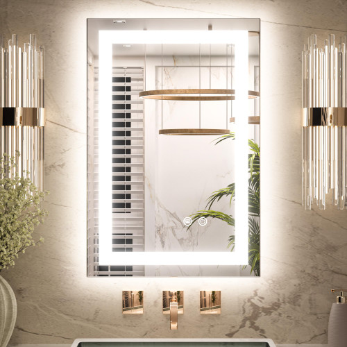 Keonjinn 16x24 Inch LED Bathroom Mirror with Lights, HD Tempered Grass