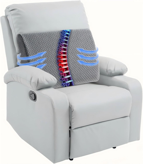 FOUXTEL Extra Large Lumbar Support Pillow for Recliner, 20"x14"x5.5" Back Support Cushions with Back Strap, 100% Foam High Supportive, Durable, Grey