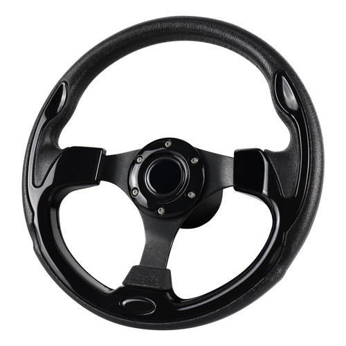 LOSCHEN Boat Steering Wheel Polyurethane Leather with 3/4" Axle Marine Steering Wheel Adapter for Marine Boats,Vessels,Yachts,Pontoons Boat-All Black