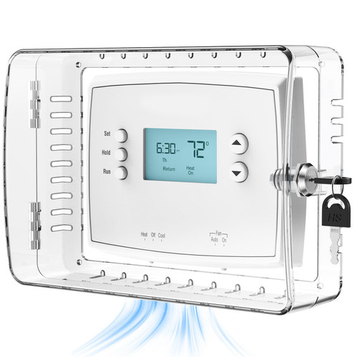 Ravct Thicken Thermostat Lock Box with Key, Large Universal ac Thermostat Cover with Locks, Compatible with Honeywell Home Thermostat,Fits 5" W x 7" H or Smaller thermostats on the wall