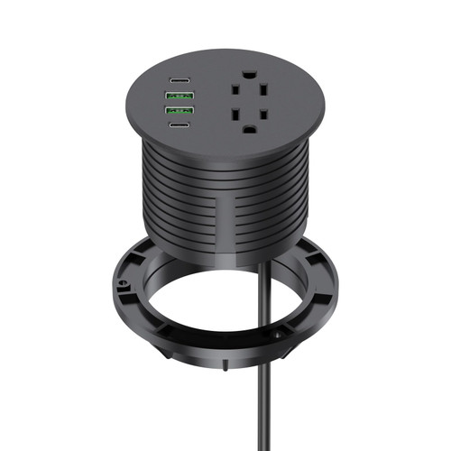 3 Inch Desk Power Grommet 65W USB C Fast Charging for Home&Office Black
