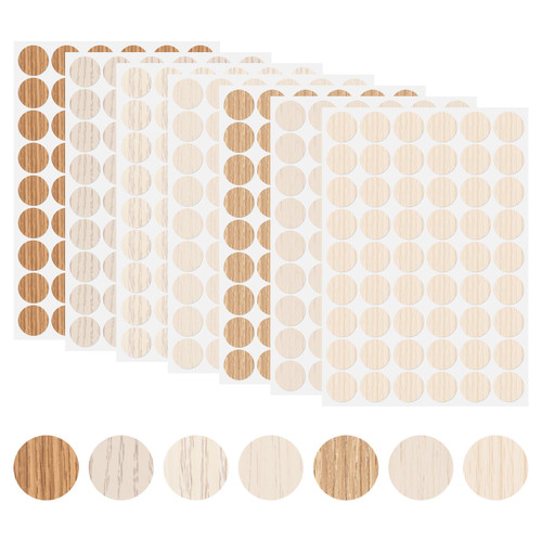 HARFINGTON 7 Sheets Screw Hole Covers Stickers 21mm 54 in 1 Self Adhesive Screw Covers Caps Waterproof Dustproof Sticker PVC for Wall Cabinet Desk Screws Furniture Repairing, 7 Colors
