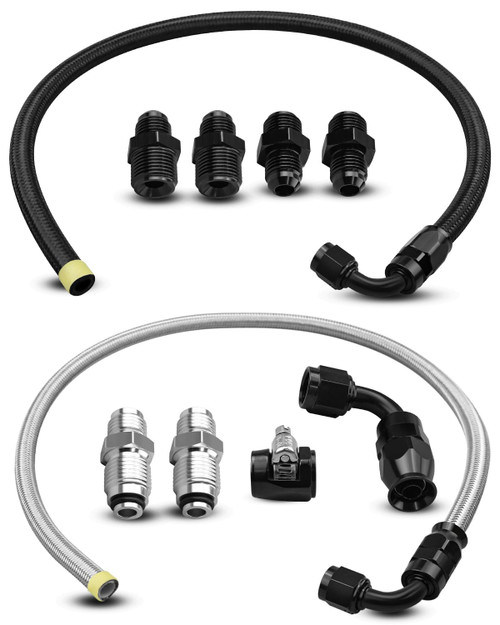 QAGGUM 25 Inch 6AN Power Steering Hose Kit Compatible with Chevy C10 LS Swap Connects GM Type 2 Power Steering Pump, Nylon Braided