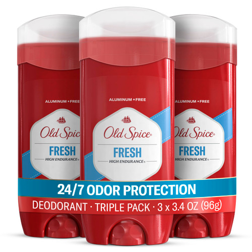 Old Spice Deodorant for Men, Aluminum Free, Fresh Scent, 3.4 oz Pack of 3