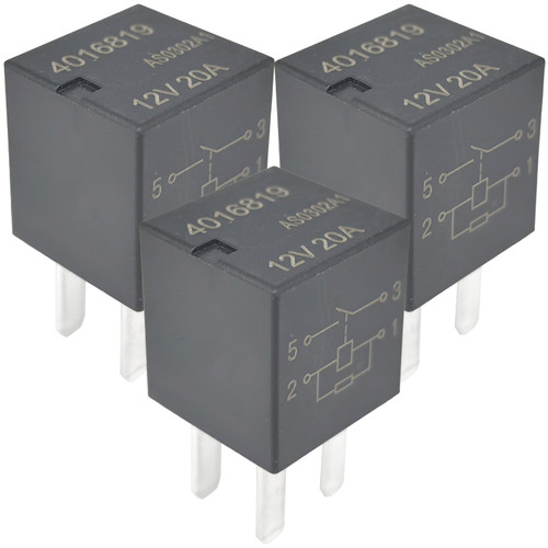 3-Pack 4016819 Relay - 12V 20A 4-Pin SPST Automotive Power Relay - Compatible with Select Ford F-150, Dodge Ram & Polaris RZR - Fixes Fuel Pump P0230 & Ignition Failures