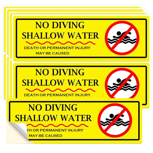 No Diving Sign No Diving Shallow Water Stickers Pool Signs for Swimming