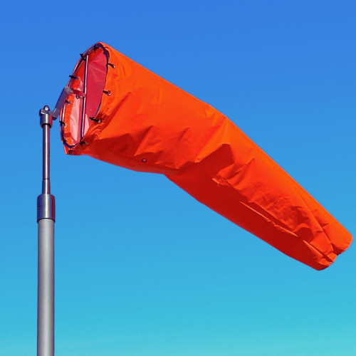 18"x60" Airport Windsock | Heavy Duty, All Weather, Waterproof, UV Fade Resistant, High Vis Fluorescent, Quad Stitched, Zip Ties Included, for Industrial, Aviation, and Agricultural Use | Orange