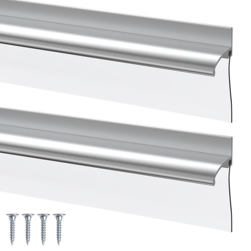 BSFRNF 2 Pcs 25" Chrome Framed Shower Door Replacement Bottom Deflector, Water Deflector with Shower Door Bottom Seal, Applied Mounting Tape and Screws (25Inch)