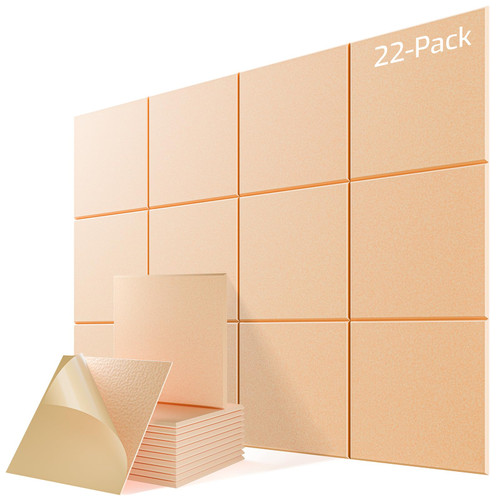 22 Pack Self-Adhesive Acoustic Panels, 12" X 12" X 0.4" High-Density Sound Proof Foam Panels for Walls, Soundproof Wall Panels for Home & Office (Smoke Gray)