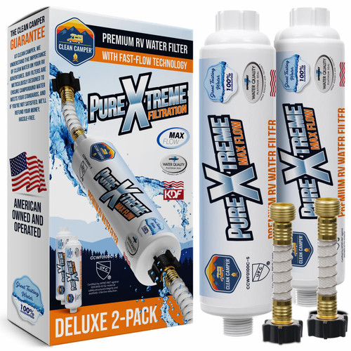 Clean Camper Ultra-Premium RV Carbon Water Filter, Inline, 2 Pack