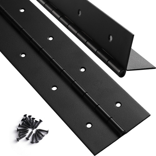 2 Pack Heavy Duty Piano Hinge 24 Inch x 2 Inch Width, 0.047'' Thick Stainless Steel Black Continuous Hinge for Cabinet, Door, Toolbox, Wooden Box, Metal Plate, Furniture, Industrial Project