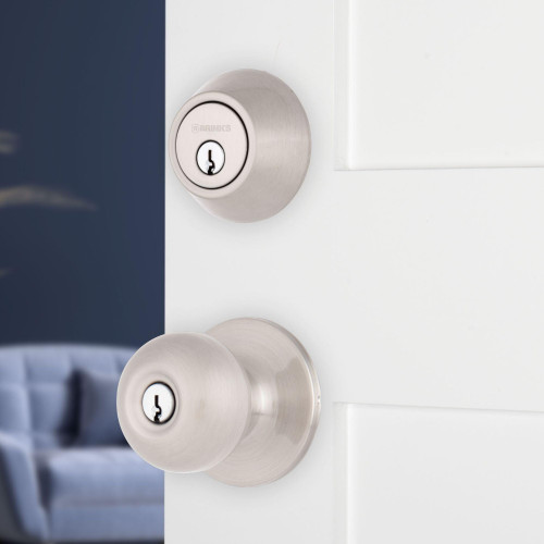 BRINKS Transitional Keyed Entry Knob & Deadbolt Combo, Satin Nickel, 1-Pack