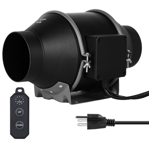 iPower 4" Quiet Inline Duct Fan with 10-speed Controller, 214 CFM Ventilation Exhaust Fan EC Motor for Heating Cooling Booster, Hydroponics, Grow Tents, Black