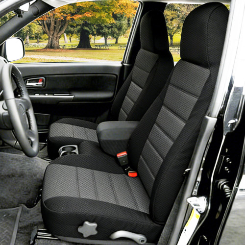 EDIETH Front 60/40 Split Bench Seat Covers for Chevy Colorado GMC Canyon 2004-2012 with Console Armrest Heavy Duty Breathable Design with Soft Foam Lining Auto Accessories Black
