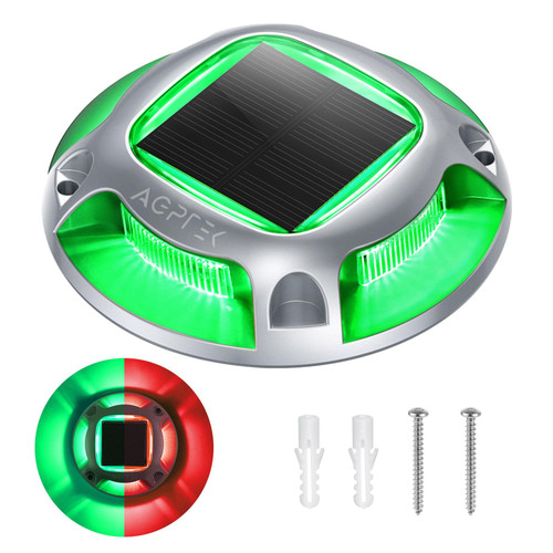 AGPTEK Solar Driveway Light Outdoor 1 Pack, 2 Color Modes LED Deck Dock