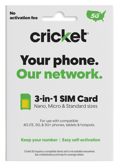 Cricket Wireless BYOD SIM Card Kit 5G, 5G+, 4G, LTE