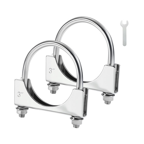 EVIL ENERGY 3" Muffer Clamps,3 inch U Bolt Exhaust Clamp Stainless Steel with Saddle Style，2Pcs