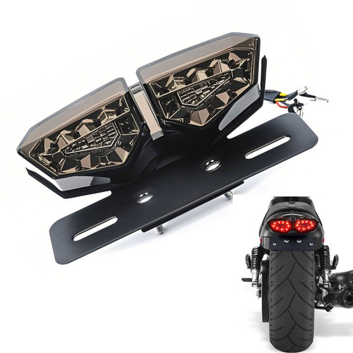 Black Motorcycle Tail Light Brake Turn Signal Light with Bracket