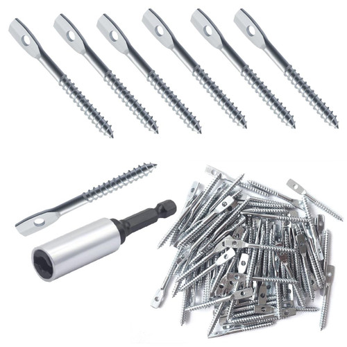 130Pack Eye Lag Screw Galvanized Carbon Steel Lag Wood Screw with 1Pcs Eye Lag Driver Eyelet Screw Heavy Duty Cement Wall Anchors Concrete Screw