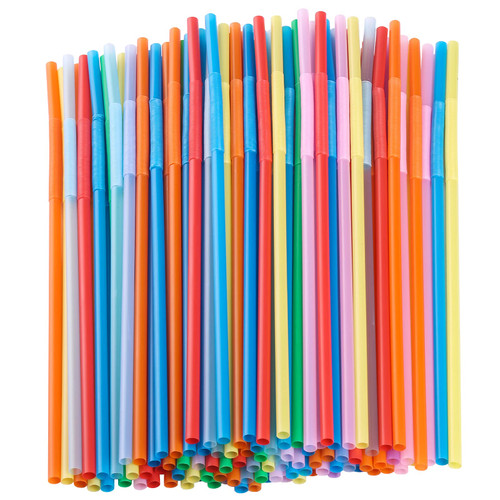 Bendy Disposable Plastic Drinking Straws 12.8" Long for 40oz Tumbler 100Pcs