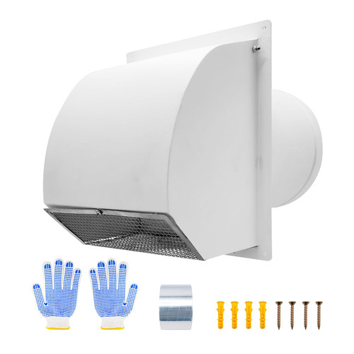 10 Inch Galvanized Steel Hooded Wall Vent(White)