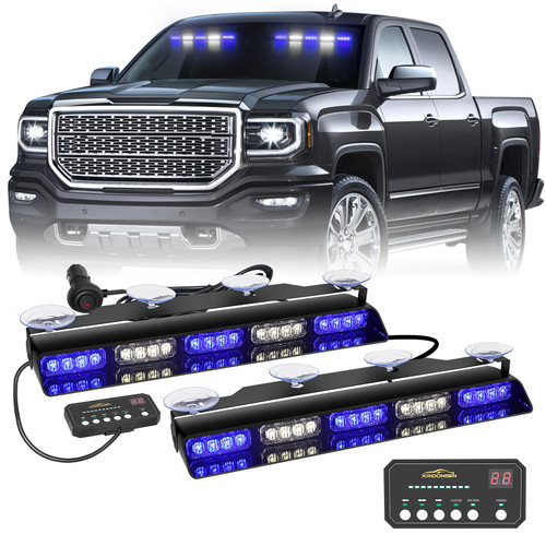 XRIDONSEN 2x 17 inch 40 LED Dash Strobe Lights Windshield Light Bar