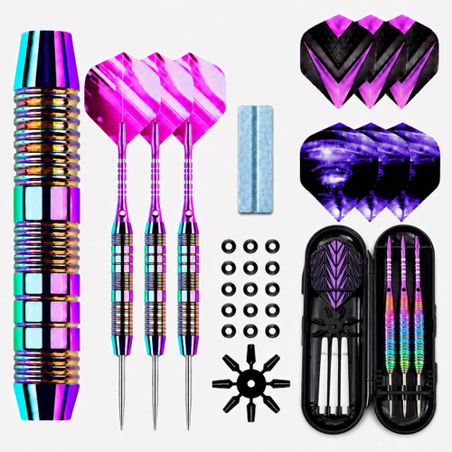 Steel Tip Darts Set, Aluminum Shafts for Bristle Dart Boards(Metal)