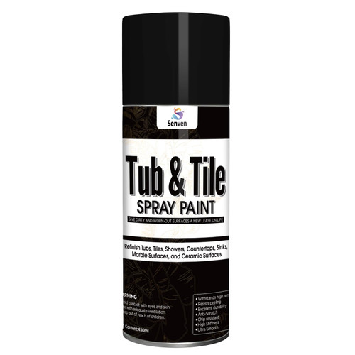 Black Tile Paint Tub and Tile Refinishing Spray Paint High Gloss Spray Paint Waterproof Black Bathtub Kit for Tiles Ceramic, Porcelain, Fiberglass, Bathroom Walls, Bathtubs Sinks Countertops, Toilets