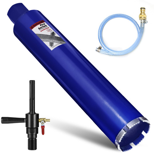 DaduoRi 3" Pro Core Drill Bit with SDS Max Water Injection Adapter (1-1/4"-7 UNC),14" Depth Upgraded Welded Wet Core Bits for Concrete with Rebar, Brick, Masonry,Stucco,Mortar (Include Water Hose Kit)
