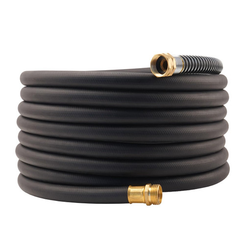 Wiseflow Garden Hose 25FT x 5/8", Heavy Duty Rubber Hose, Water Hose with Five Layered Braiding, Male Female Fittings, 1000PSI Burst, 300PSI Working for Yard, Car Wash, Pets (Black)