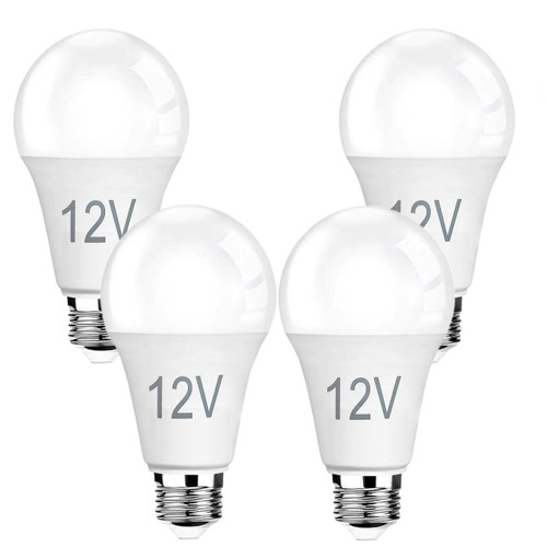VVH 4-Pack 12V LED Bulbs 9W (100W Equivalent), 1100LM 5000K Daylight, E26 A19 Base, 12V AC/DC – for Solar Off-Grid, RV, Boat, Low Voltage Landscape Lighting (Non-Dimmable)