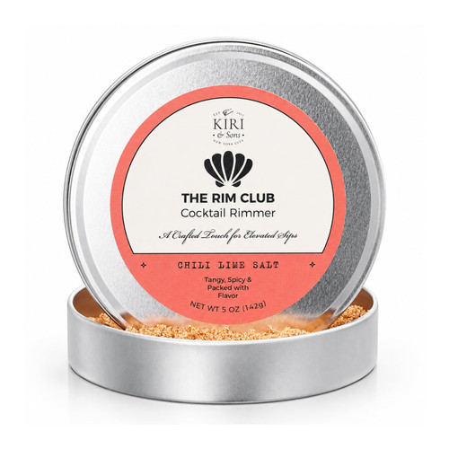 Kiri & Sons The Rim Club Cocktail Rimmer, Chili Lime Cocktail Rimming Salt for Margarita, Bloody Marys, Tequila Shots & Craft Drinks – Spicy Drink Garnish, 5 oz Tin