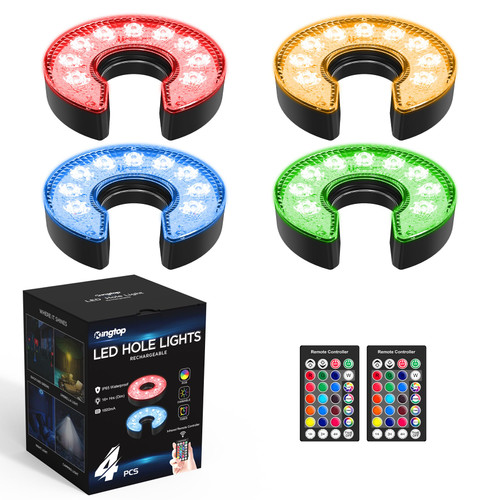 KINGTOP Rechargeable LED Golf Hole Lights with Remote Control