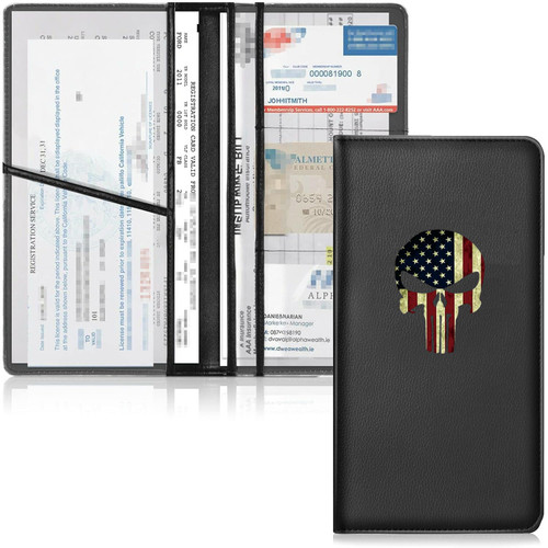 HANNHAI Leather Car Registration and Insurance Cards Holder,