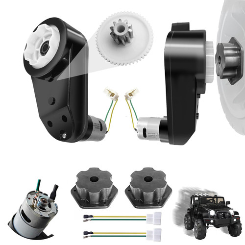 JRRXM ﻿2PCS High Speed 24V RS555 35000RPM Fast Steel Gears Motor Gearbox for Power Wheels Motor Upgrade,18V-24V Kids Ride on Toy Electric Car Conversion Kit for Tire Upgrade,Free Connector Coupler