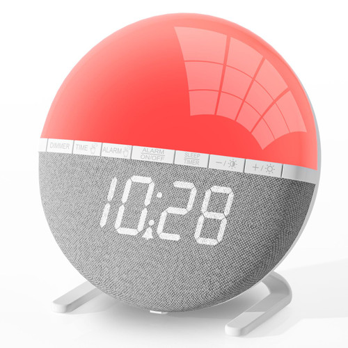 AFEXOA Sunrise Digital Alarm Clock, Wake Up Light with Sunrise Simulation, Sunlight Alarm Clock Multicolor Bedside Lamps, Snooze, 9 Colors Night Light, 7 Ringtones, Sleep Aid, Gift for Kids, Adults