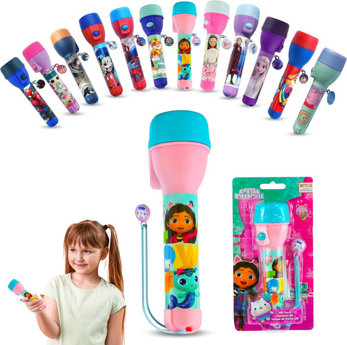 SRV Hub Gabby's Dollhouse Non-Slip Big Torch, 16cm Flashlight for Kids Gift 3+ Years, Light Pink Water Resistant Night Light for Camping Hiking Outdoor | Energy-Saving