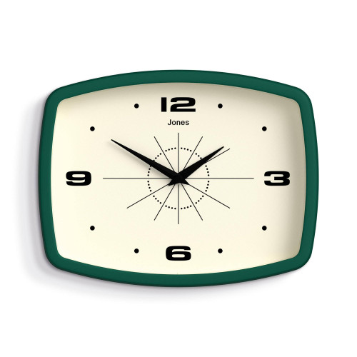 Jones Clocks® Movie wall clock | Rectangular retro clock | 25cm | Green
