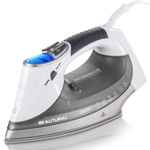 BEAUTURAL 1800 Watts Steam Iron with Digital LCD Screen, 3-Way Auto Shutoff