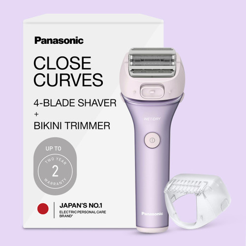 Panasonic Electric Shaver for Women, Cordless 4-Blade Shaver, Bikini Attachment, Pop-Up Trimmer, Wet-Dry Operation, Electric Razors for Women - ES-AWL8AV (Purple)