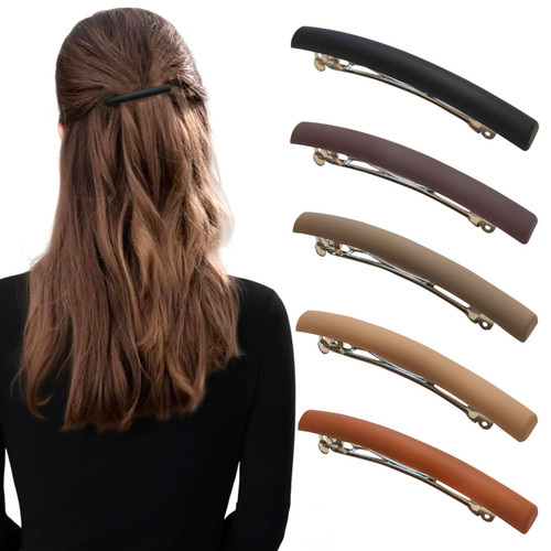Markuii Slim French Hair Barrettes for Women No Slip Half Up Small Hair Barrette Clips Elegant Styling for Thin, Short or Fine Hair, 5 Pack