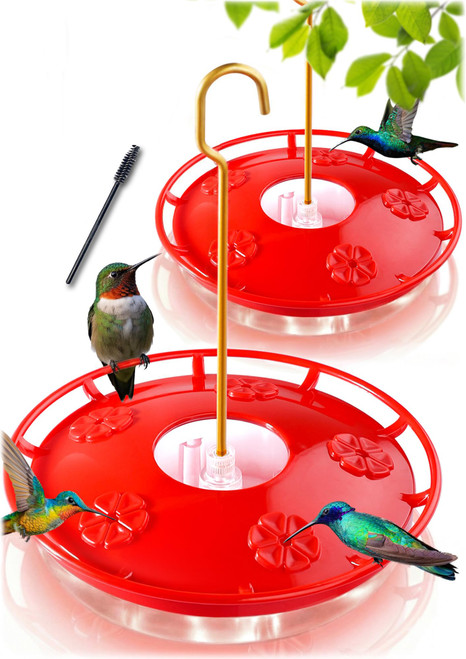 eWonLife 2 Pack 16 oz Saucer Hummingbird Feeders for Outdoors, Garden Decor
