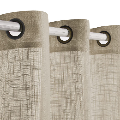 Palma Linen Textured Semi Sheer Curtains for Living Room 96 Inches Long Draperies Curtains Bronze Grommet (52''W x 96''L, 2 Panels, Tan)